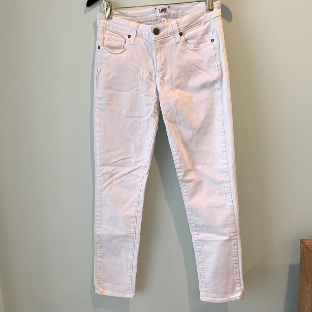 PAIGE Skyline Ankle Peg Skinny Stretch Denim Optic White 27